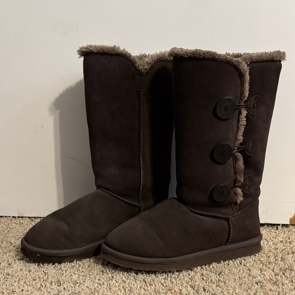 Ugg Dark Brown Buttoned Winter Boots - image 2